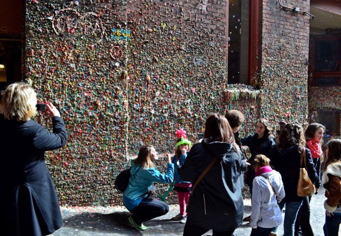 Yes, it's a lot of gum stuck to a wall